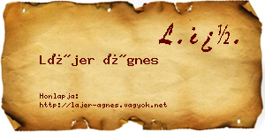 Lájer Ágnes névjegykártya